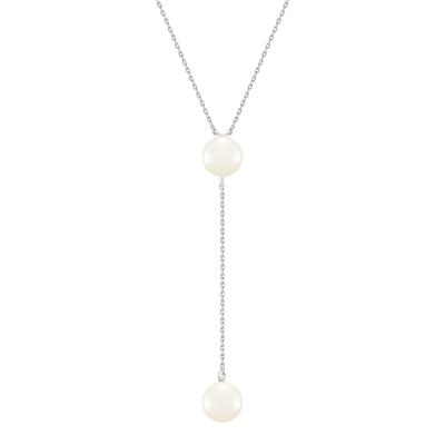 Round and Button Freshwater Cultured Pearl Drop Pendant in Sterling Silver