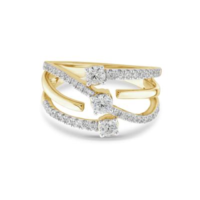 Diamond Three-Row Orbit Ring in 10K Yellow Gold (3/4 ct. tw.)