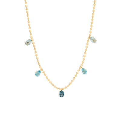 Shades of Blue Topaz Beaded Necklace in Vermeil