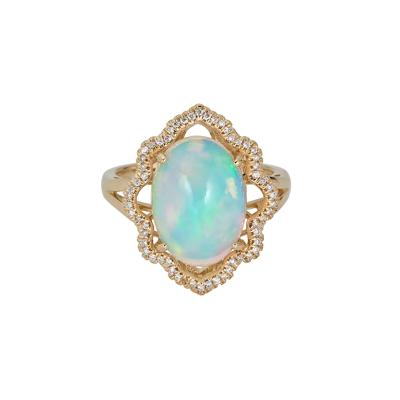 Opal & 1/7 ct. tw. Diamond Ring in 14K Yellow Gold