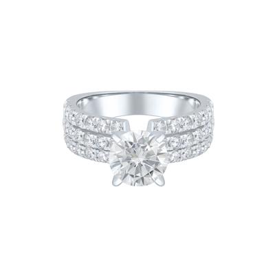 Lab Grown Diamond Three-Row Semi-Mount Engagement Ring in 14K White Gold (Setting Only) (1 1/4 ct. tw.)