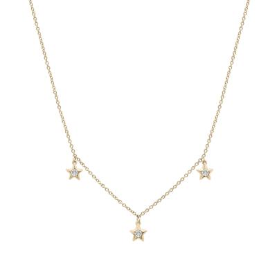 Diamond Bezel Star Station Necklace in 10K Yellow Gold (1/10 ct. tw.)