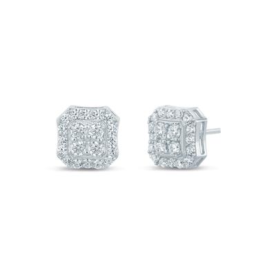 Men's Lab Grown Diamond Stud Earrings in 10K White Gold (1 1/7 ct. tw.)