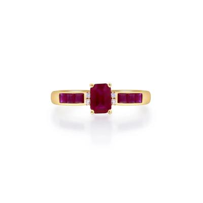 Ruby & Diamond Accent Ring in 10K Yellow Gold
