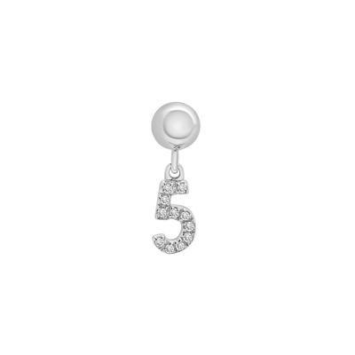 Diamond Accent  Number 5 Bead Charm in Sterling Silver