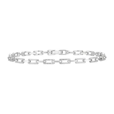 Diamond Rectangular Link Bracelet in Sterling Silver (1/2 ct. tw.)