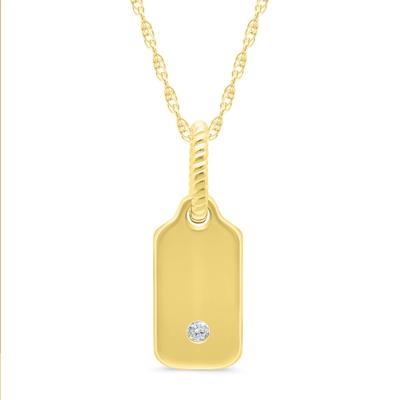 Diamond Accent Tag Pendant in 10K Yellow Gold
