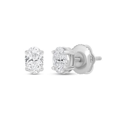 Lab Grown Diamond Oval-Shaped Solitaire Stud Earrings in 14K White Gold (1/2 ct. tw.)