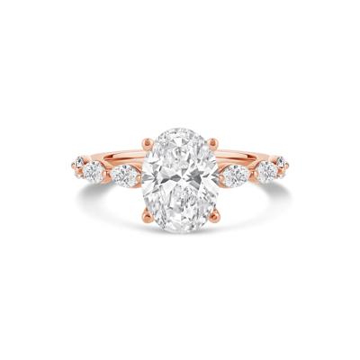 Lab Grown Oval Diamond Engagement Ring in 14K Rose Gold (3 3/4 ct. tw.)