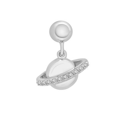Diamond Accent Saturn Bead Charm in Sterling Silver