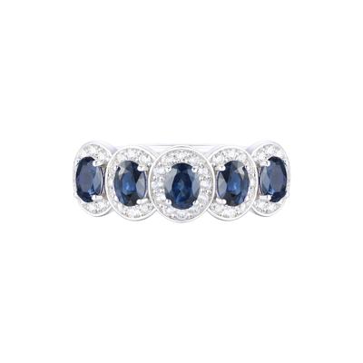 Blue Sapphire & Diamond Ring in 14K White Gold (1/4 ct. tw.)