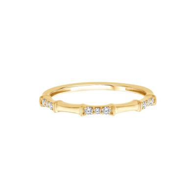 Diamond Bamboo Stack Ring in 10K Yellow Gold (1/10 ct. tw.)