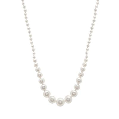 Freshwater Cultured Pearl Graduated Necklace in 10K Yellow Gold