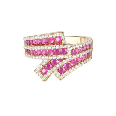 Ruby and Diamond Ribbon Ring in 10K Yellow Gold (1/2 ct. tw.)