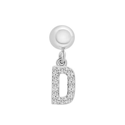 Diamond Accent D Initial Bead Charm in Sterling Silver