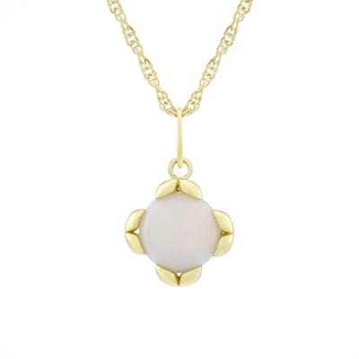 Australian Opal Pendant Necklace in 10K Yellow Gold