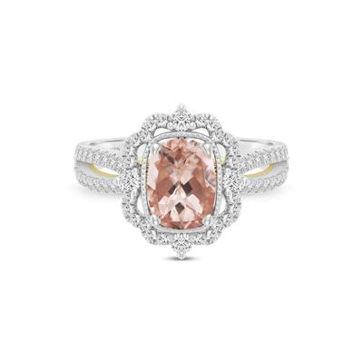 Paulette Morganite & Diamond Engagement Ring in 14K White Gold (1/2 ct. tw.)