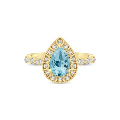 Pear-Shaped Blue Topaz and Diamond Engagement Ring in 14K Yellow Gold (1/4 ct. tw.)