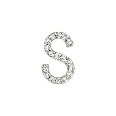 Single-Letter Stud Earring “S” with Diamond Accents in 10K Yellow Gold