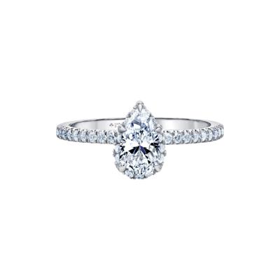 Pear-Shaped Diamond Halo Engagement Ring in 14K White Gold (1 ct. tw.)
