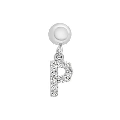 Diamond Accent P Initial Bead Charm in Sterling Silver