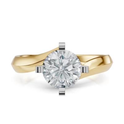 Bypass Semi-Mount Engagement Ring in 14K Yellow and White Gold (Setting Only)