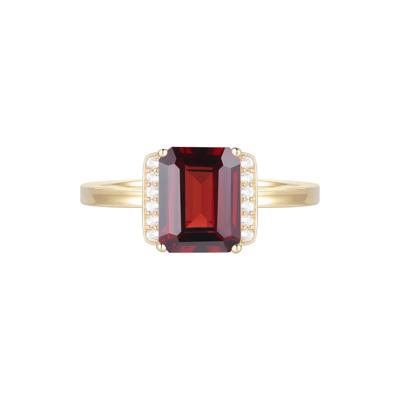 Garnet and Diamond Accent Ring in 10K Yellow Gold