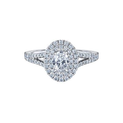 Oval-Shaped Double Halo Diamond Engagement Ring in 14K White Gold (1 ct. tw.)
