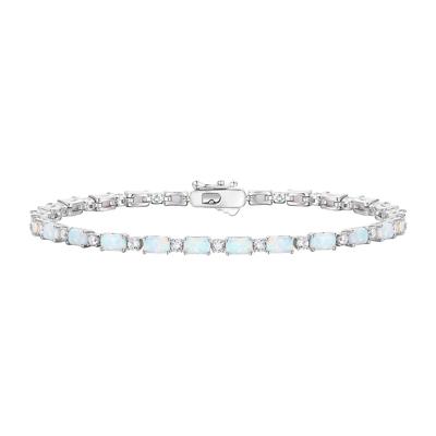 Lab-Created Opal and Lab-Created White Sapphire Bracelet in Sterling Silver