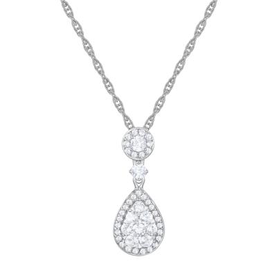 Pear-Shaped Diamond Cluster Pendant in 10K White Gold (1/2 ct. tw.)