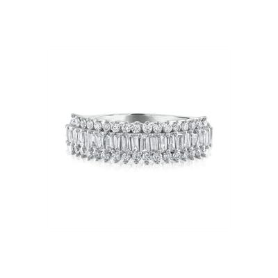 Baguette & Round Diamond Band in 10K White Gold (3/4 ct. tw.)