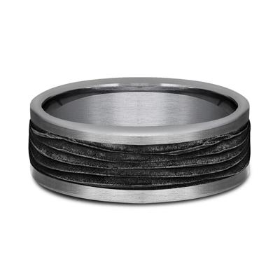 Men's Bark Pattern Band in Grey Tantalum, 8MM