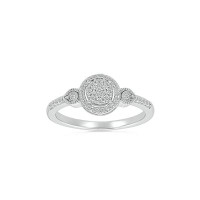 Diamond Halo Promise Ring in Sterling Silver (1/7 ct. tw.)