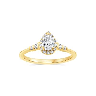 Lab Grown Diamond Pear Promise Ring in 10K Yellow Gold (1/2 ct. tw.)