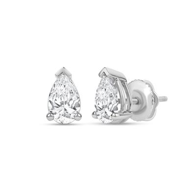 Lab Grown Diamond Pear-Shaped Solitaire Stud Earrings in 14K White Gold (3 ct. tw.)