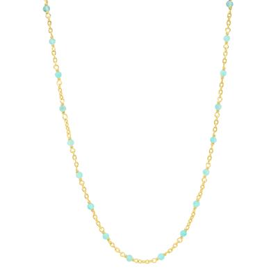 Blue Amazonite Bead Necklace in Vermeil