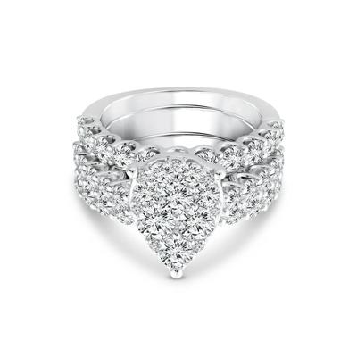 Pear-Shaped Composite Center Diamond Bridal Set in 10K White Gold (4 ct. tw.)