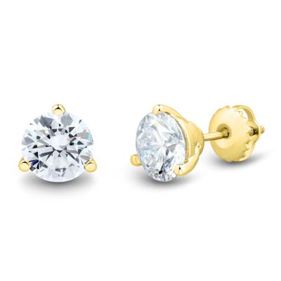 Lab Grown Diamond Round Martini Stud Earrings in 14K Yellow Gold (2 ct. tw.)