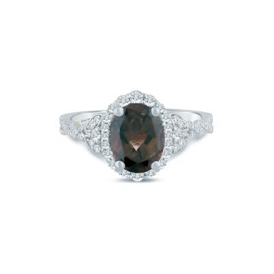 Afton Smoky Quartz and Diamond Engagement Ring in 14K White Gold (1/2 ct. tw.)