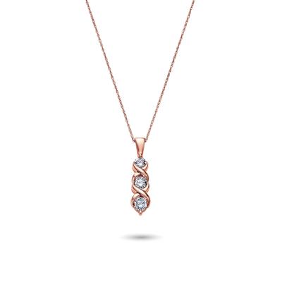 Lab Grown Diamond Three-Stone Pendant in 14K Rose Gold