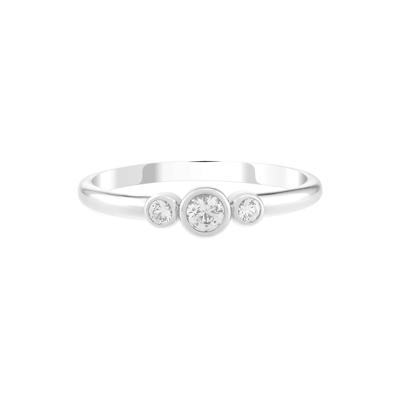 Lab-Created White Sapphire Three-Stone Ring in Sterling Silver