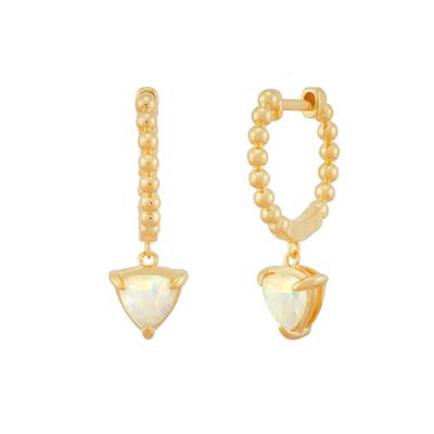 Lab-Created Opal Beaded Hoops in Vermeil