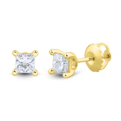 Lab Grown Diamond Stud Earrings with Princess-Cut Solitaires in 14K Yellow Gold (1/2 ct. tw.)