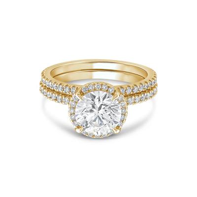 Lab Grown Diamond Round Halo Bridal Set in 14K Yellow Gold (2 3/4 ct. tw.)