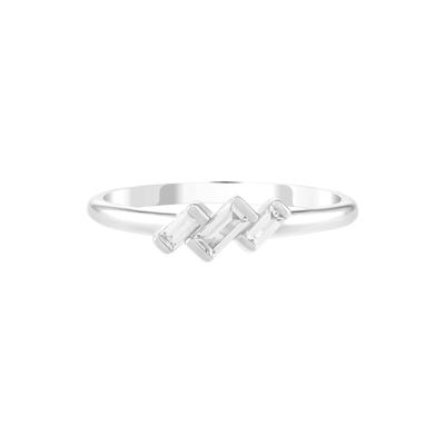 Lab-Created White Sapphire Three-Stone Stack Ring in Sterling Silver