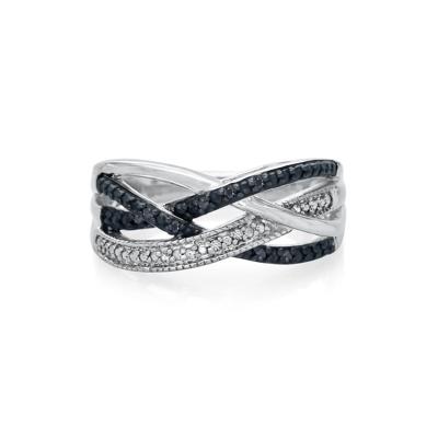 Black & White Diamond Ring in Sterling Silver