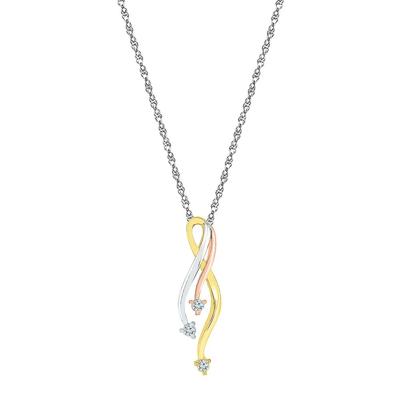 1/7 ct. tw. Diamond Tricolor Pendant in 10K Gold