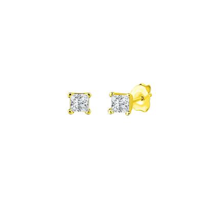 Diamond Princess Cut Stud Earrings in 14K Yellow Gold (1/7 ct. tw.)