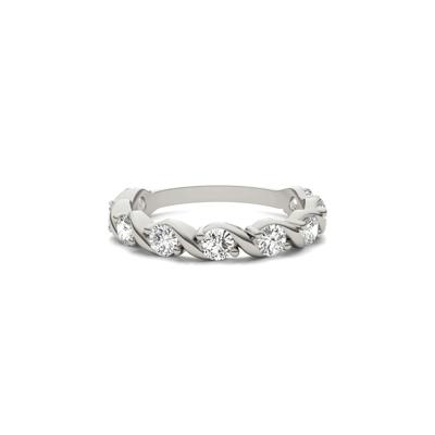 Moissanite Swirl Band in 14K White Gold