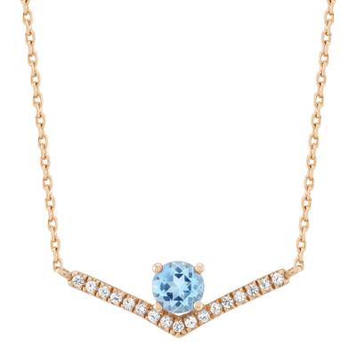 Blue Topaz and Lab-Created White Sapphire Necklace in 10K Rose Gold